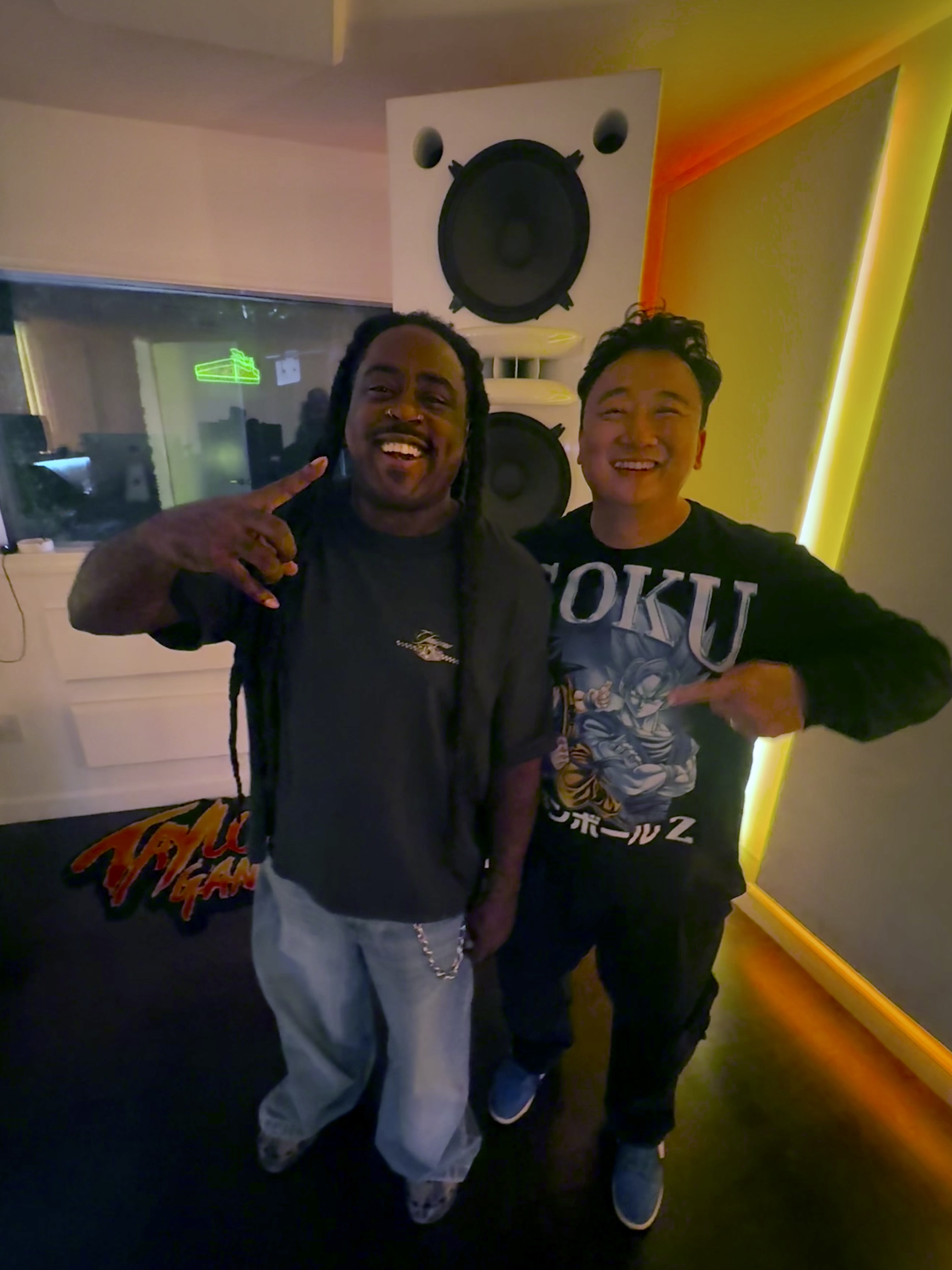 Ricky P and a collaborator at Kush Factory Studios